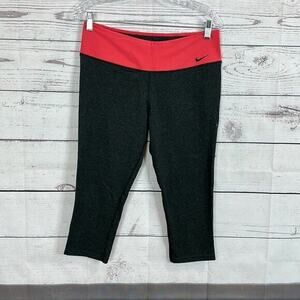 Nike Leggings Womens Large Gray Midrise Crop Logo Stretch Yoga